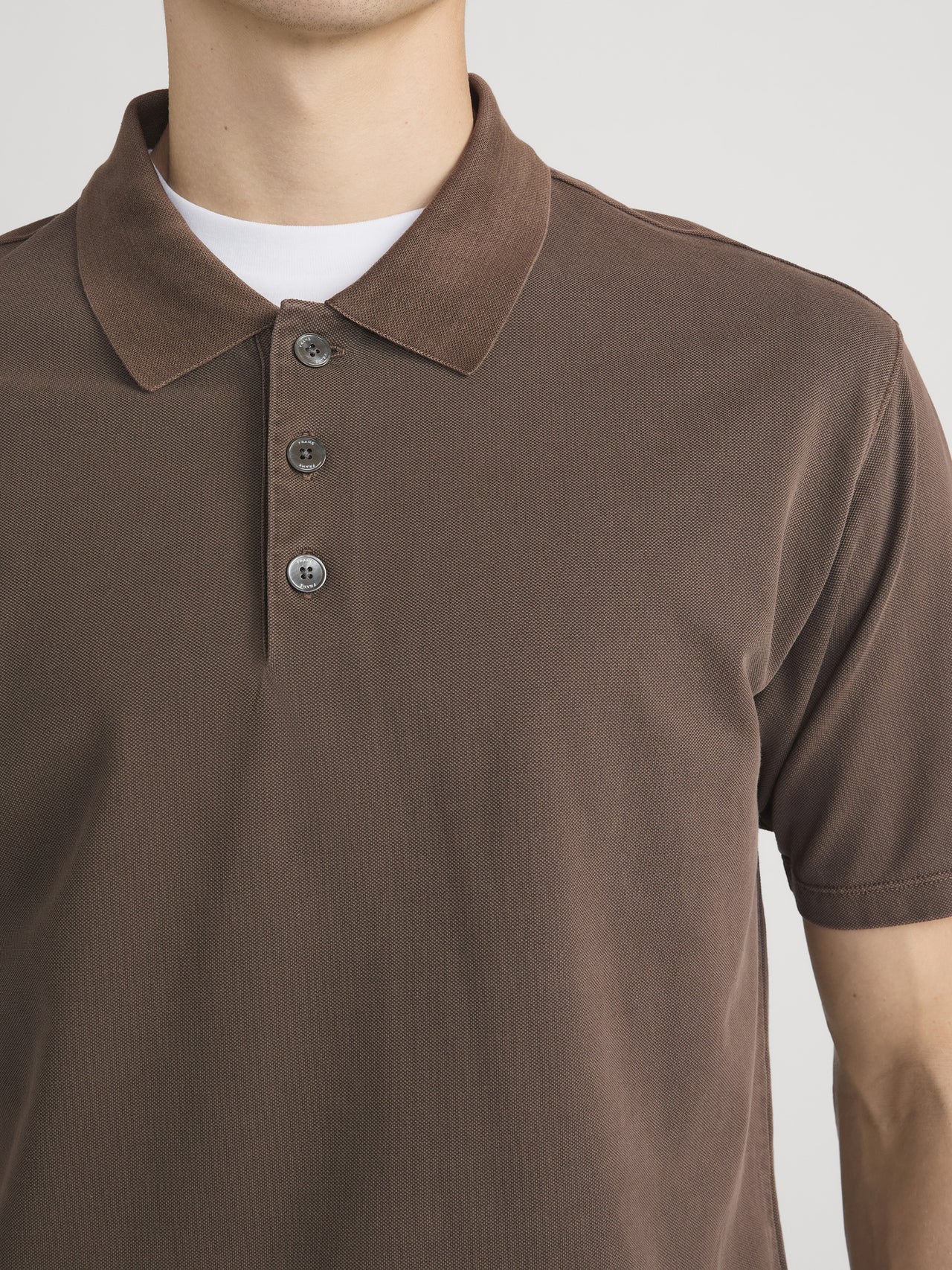 Washed Light Pique Polo -- Antique Cafe