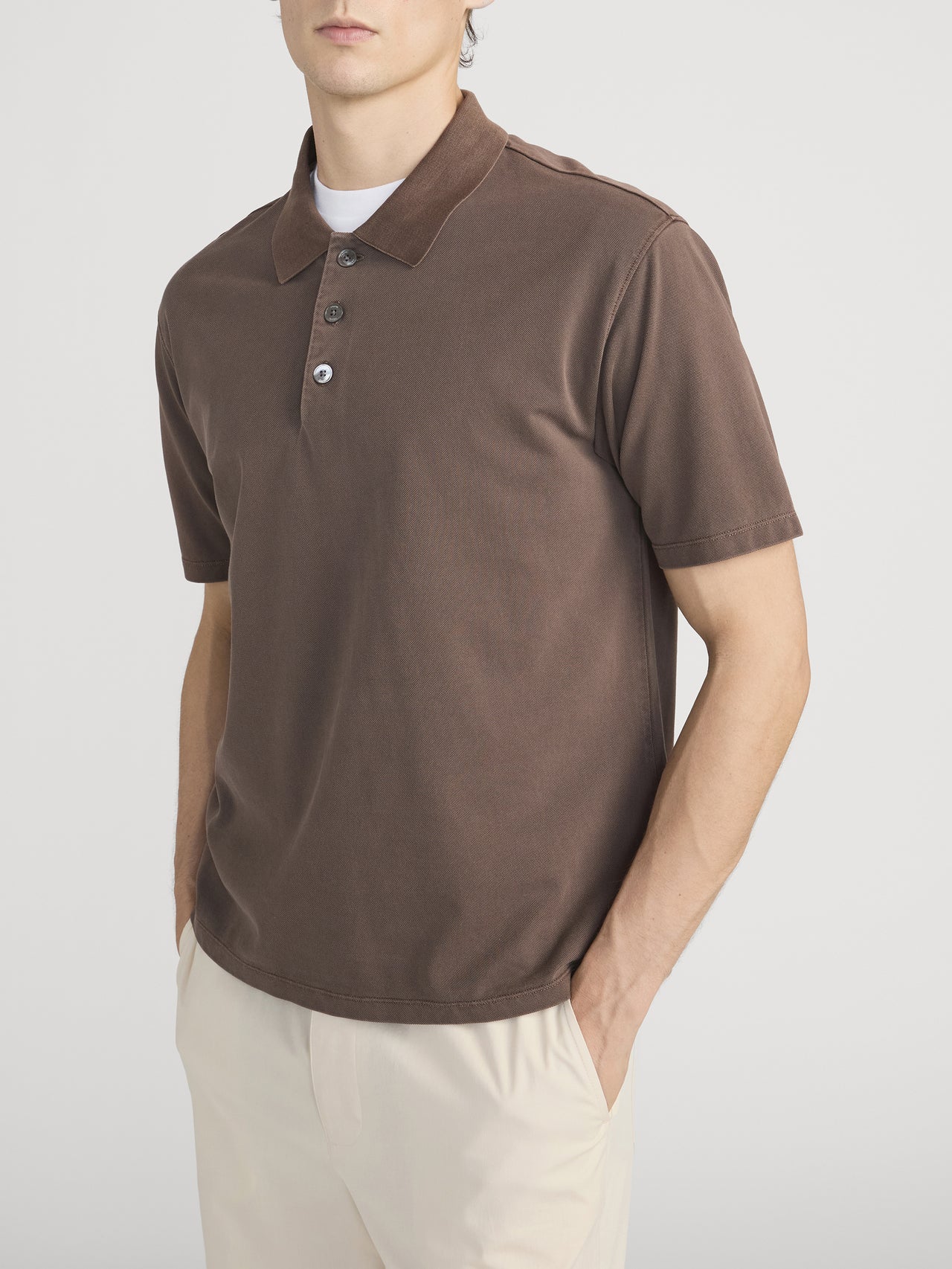 Washed Light Pique Polo -- Antique Cafe