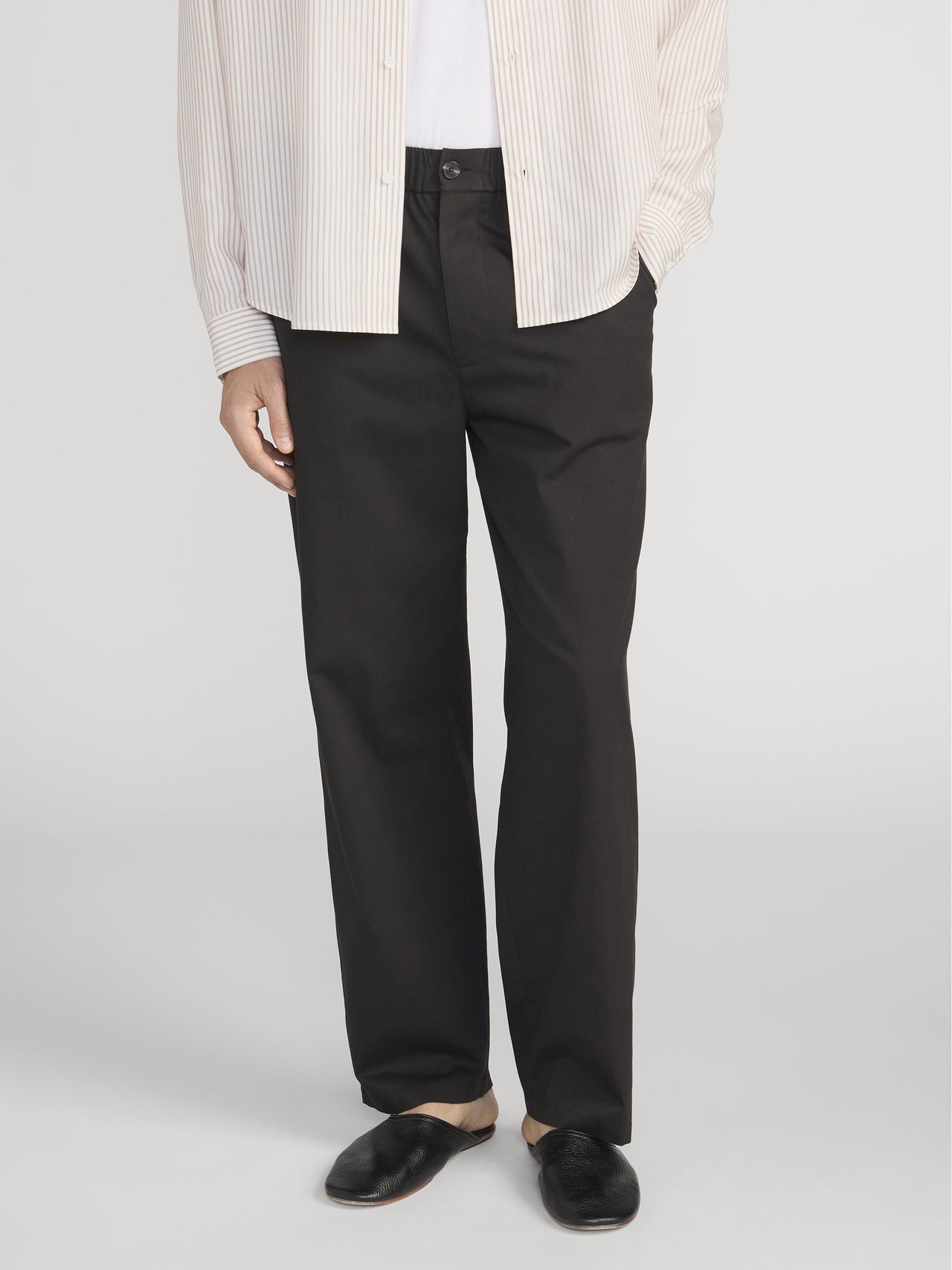 Relaxed Cotton Trousers -- Washed Black
