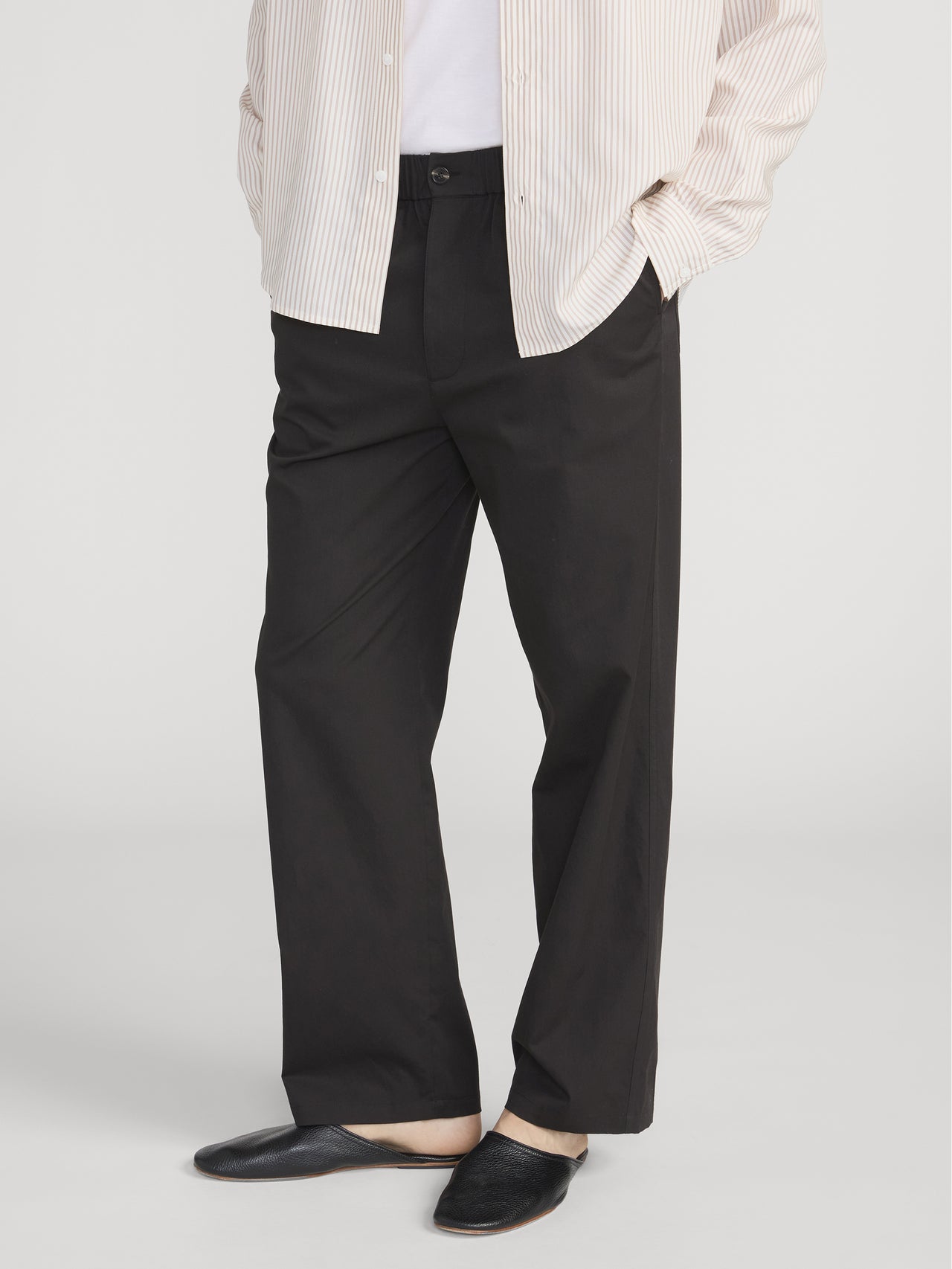 Relaxed Cotton Trousers -- Washed Black