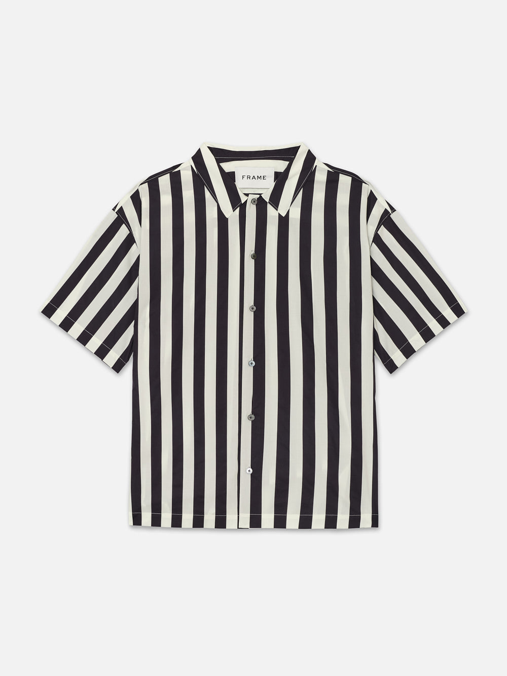 CAMP COLLAR SHIRT NAVY STRIPE FRAME