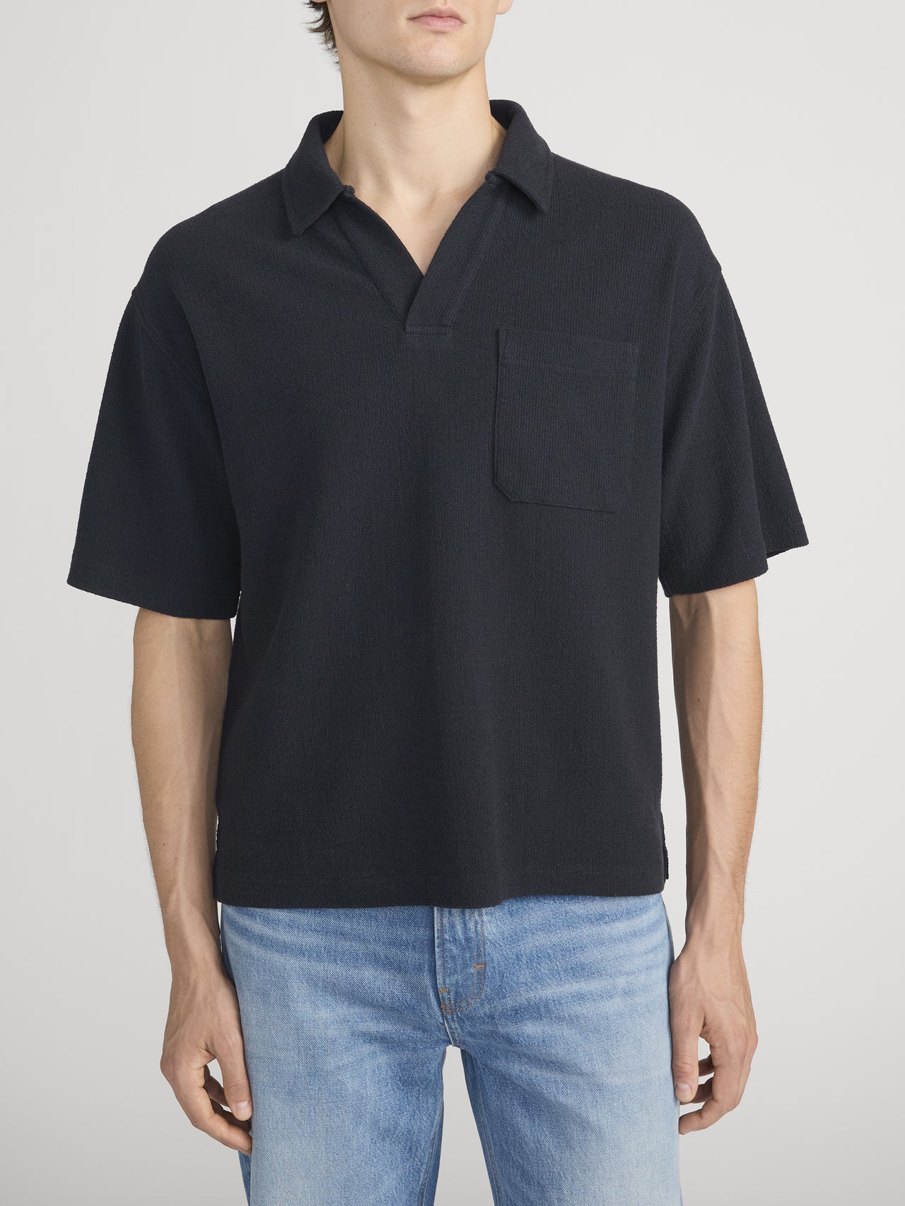 Textured Polo -- Dark Navy