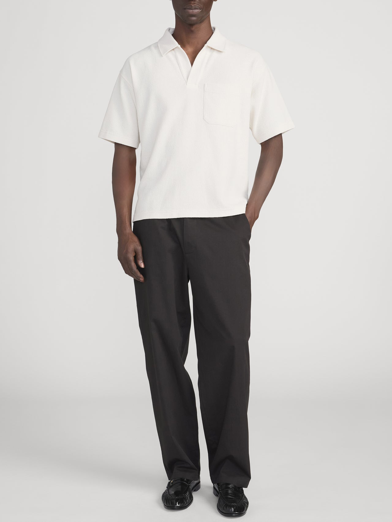 Textured Polo -- Light Stone