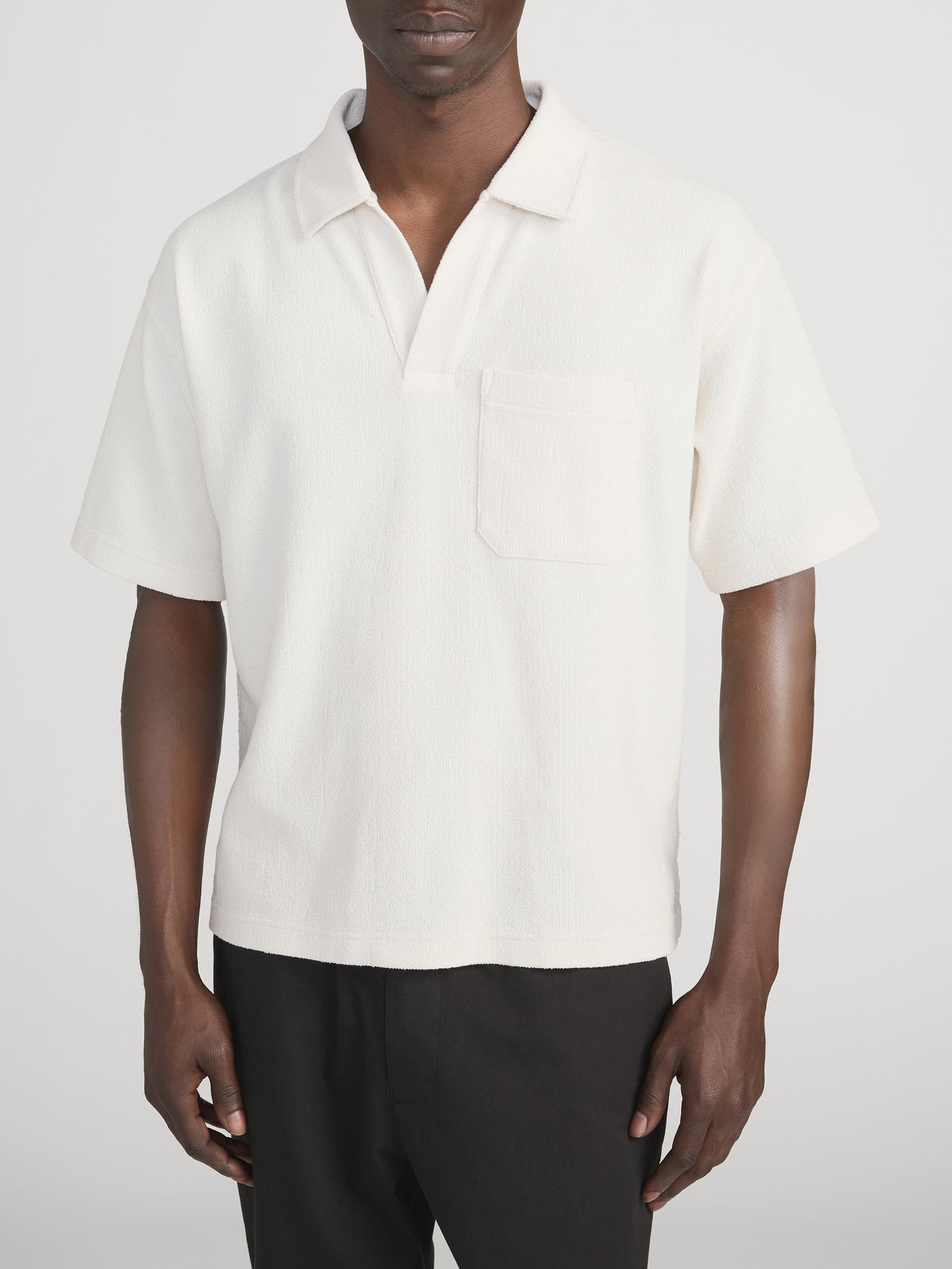 Textured Polo -- Light Stone