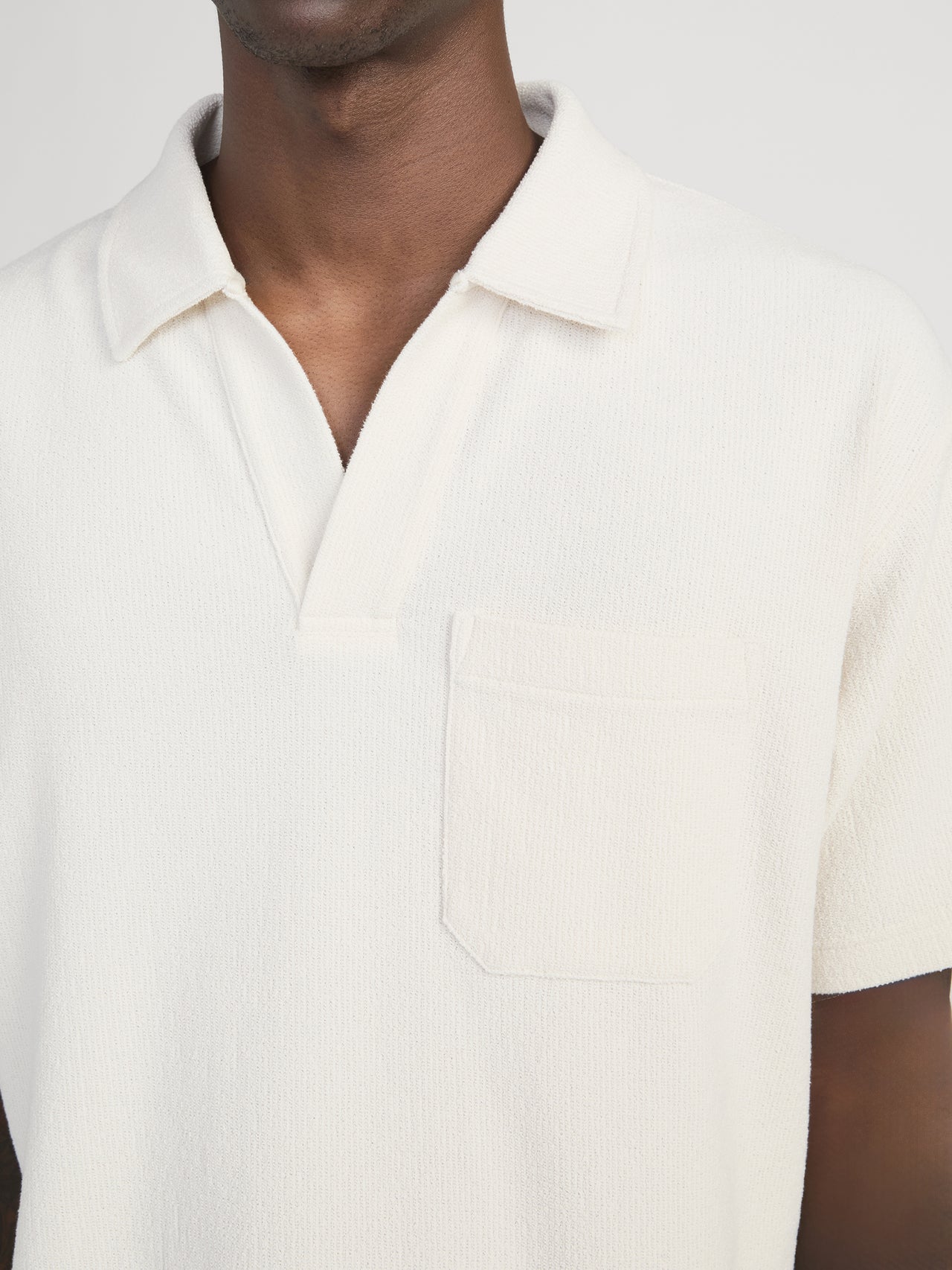 Textured Polo -- Light Stone