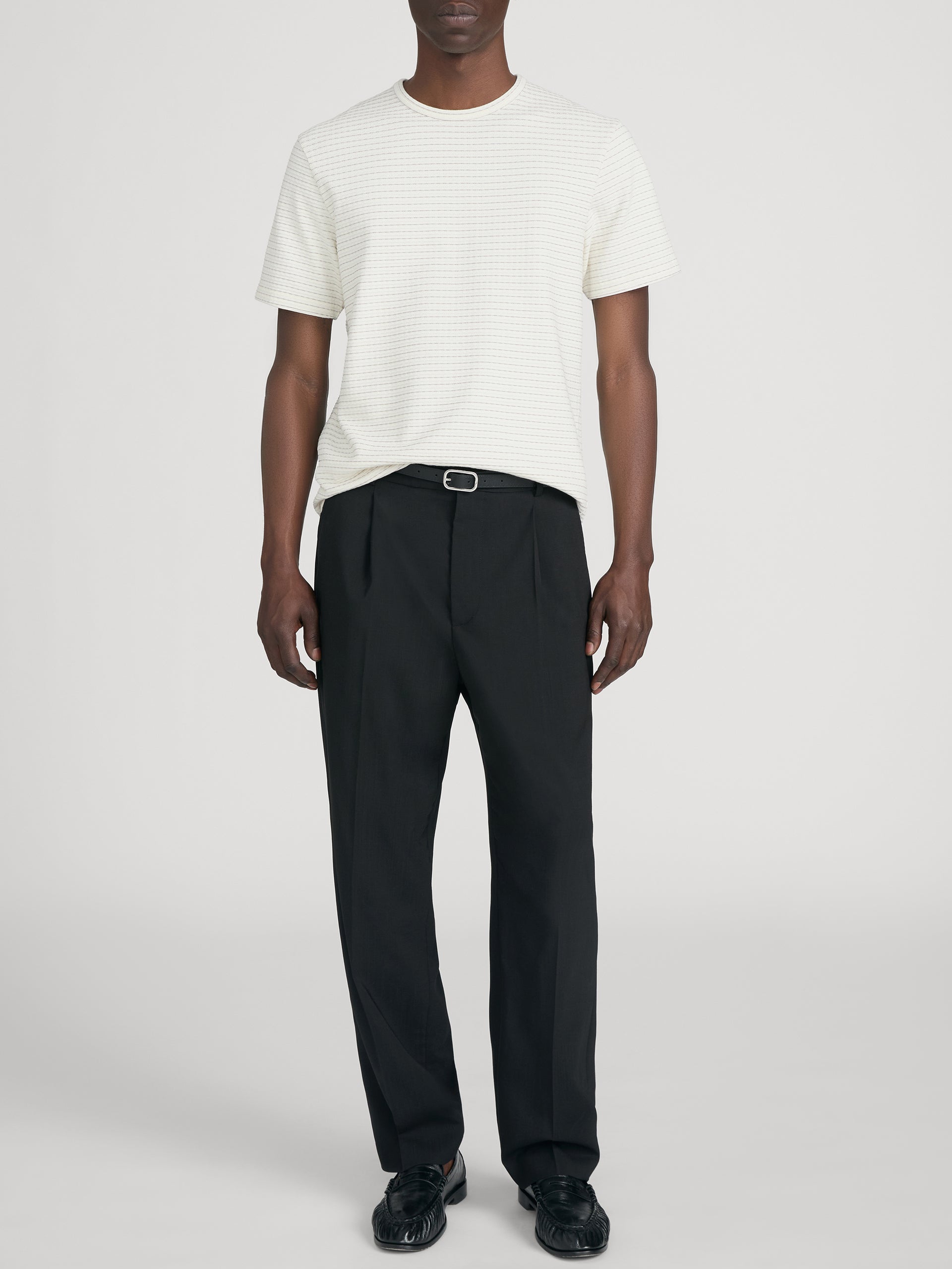 Jacquard Stripe Tee -- Cream/ Mauve Stripe
