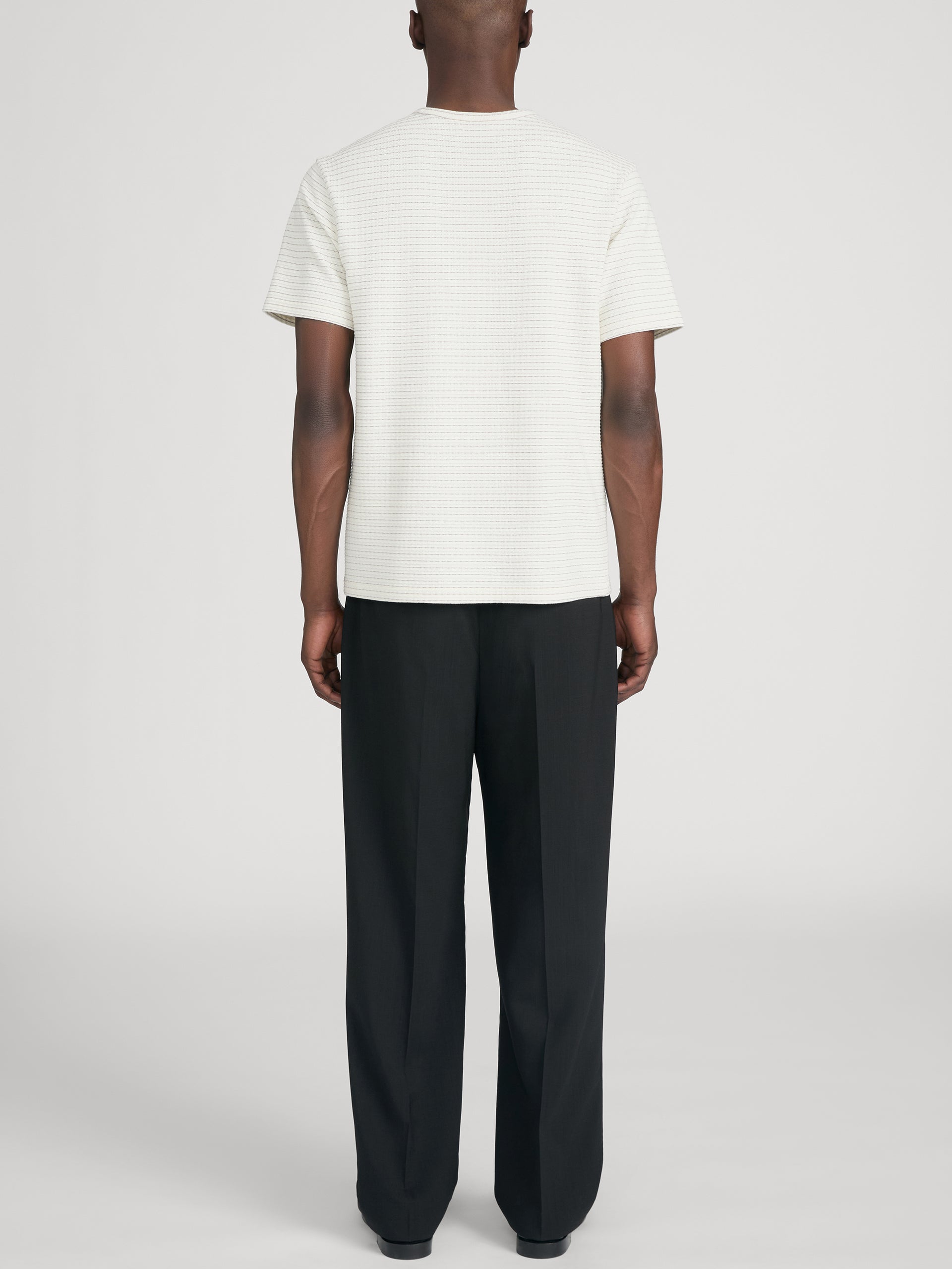 Jacquard Stripe Tee -- Cream/ Mauve Stripe