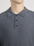 Long Sleeve Polo Sweater -- Blue Grey