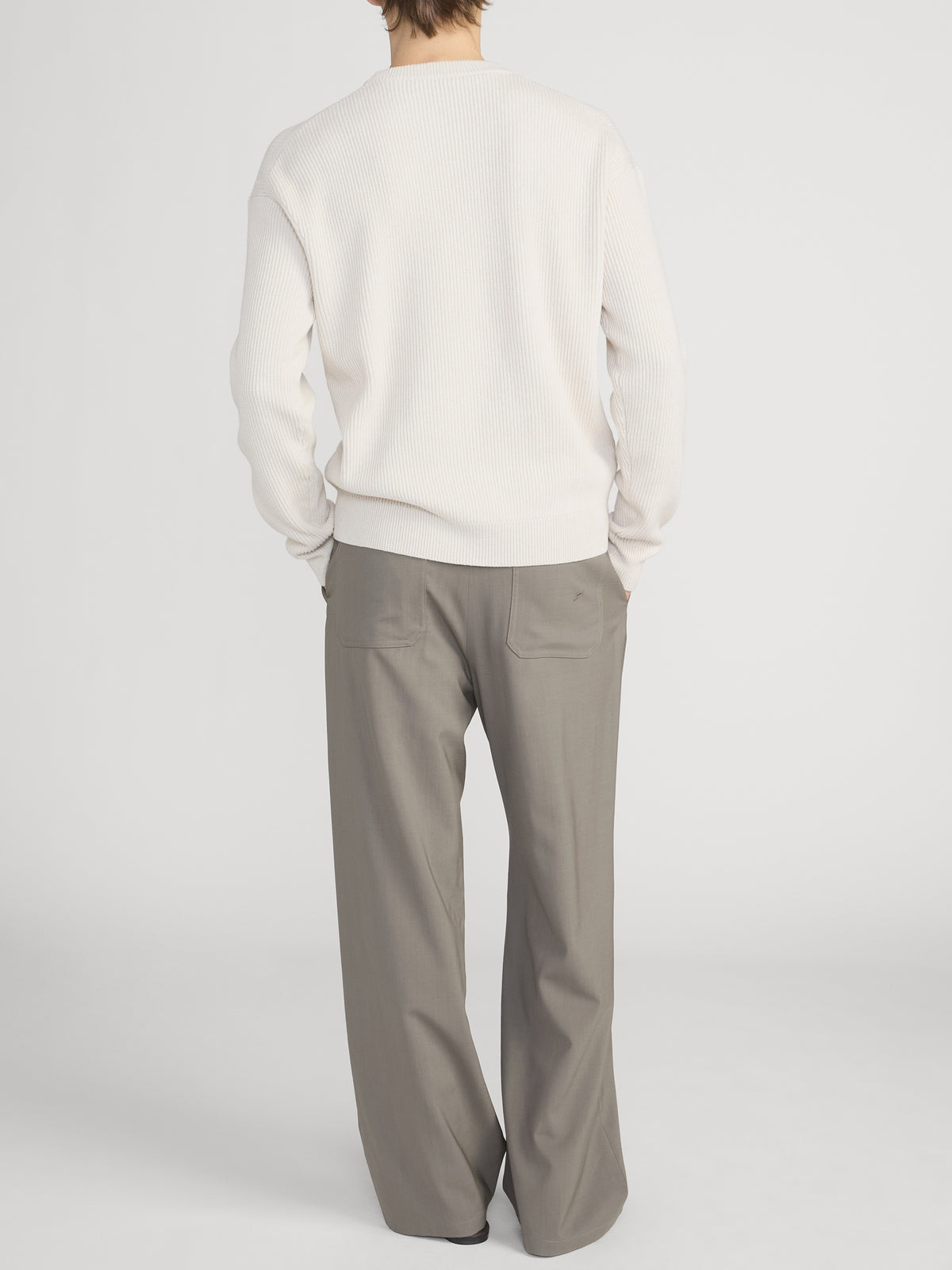 Ribbed Crewneck Sweater -- Cream