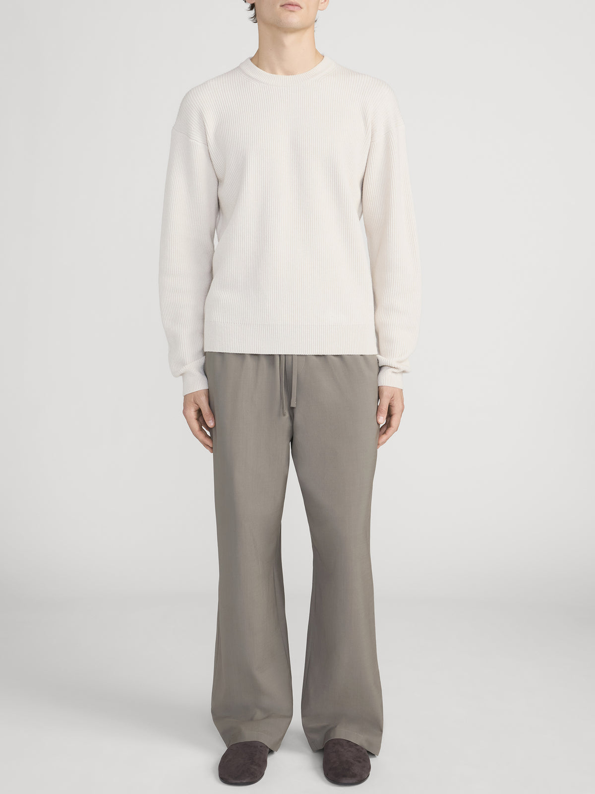 Ribbed Crewneck Sweater -- Cream