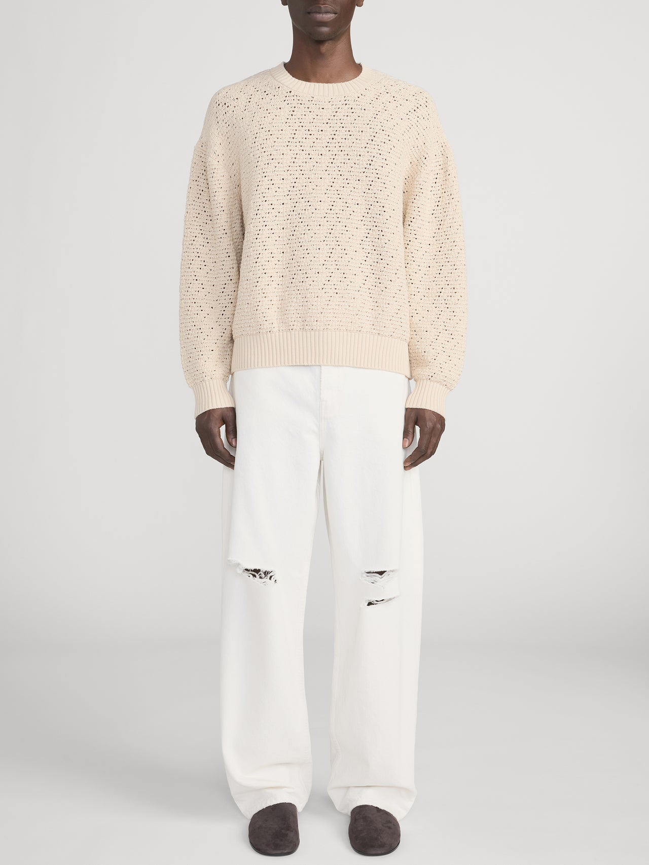 Crochet Sweater -- Light Stone