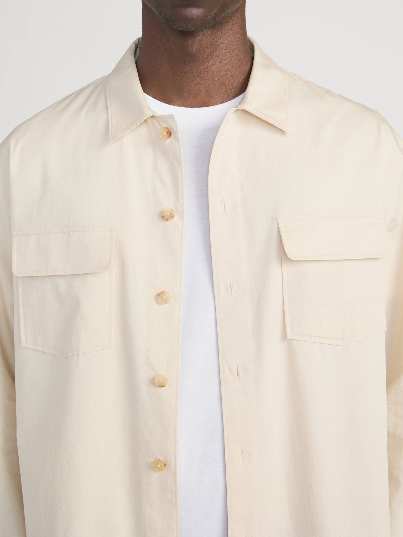 Double Pocket Overshirt -- Light Beige
