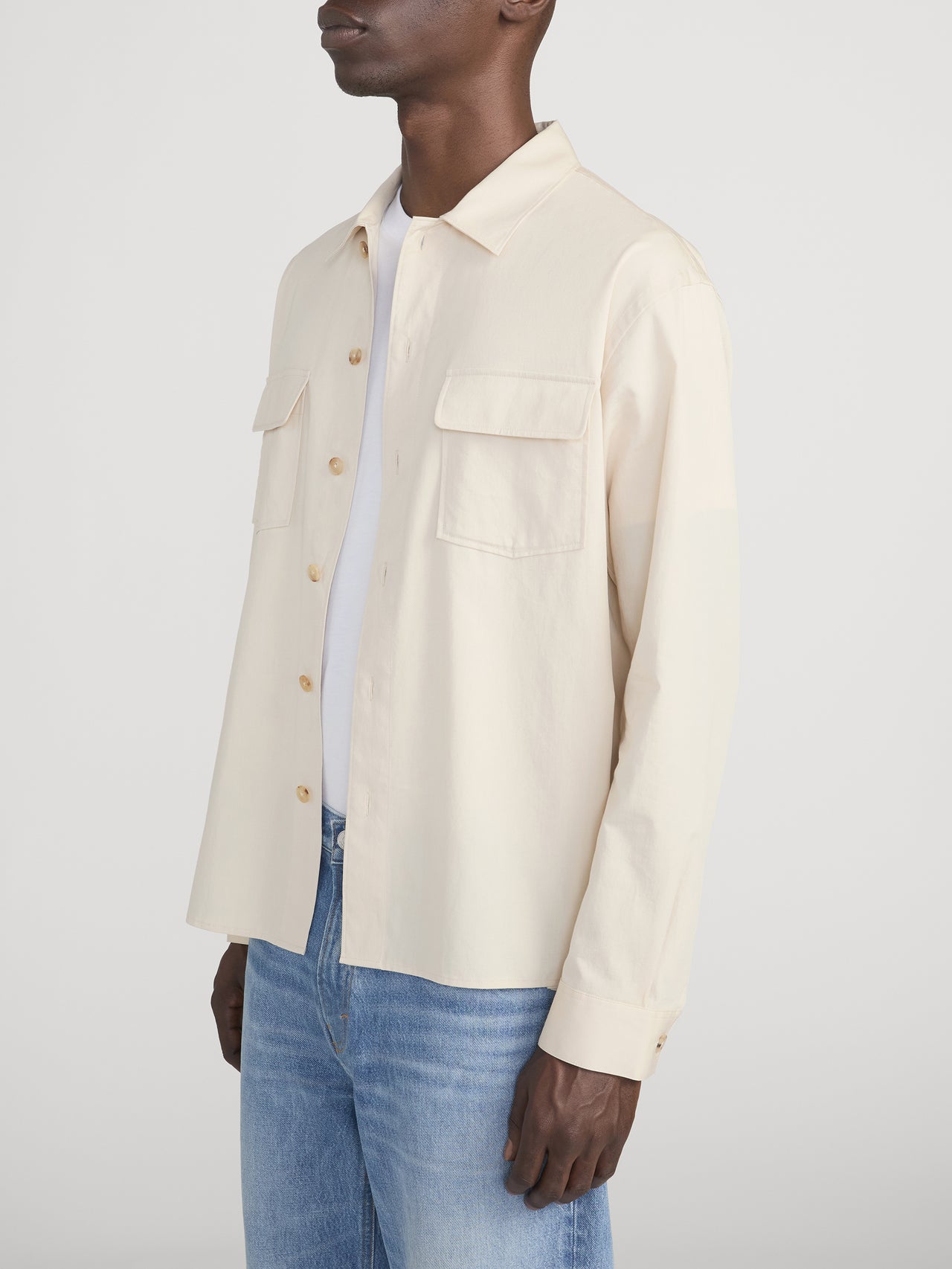 Double Pocket Overshirt -- Light Beige