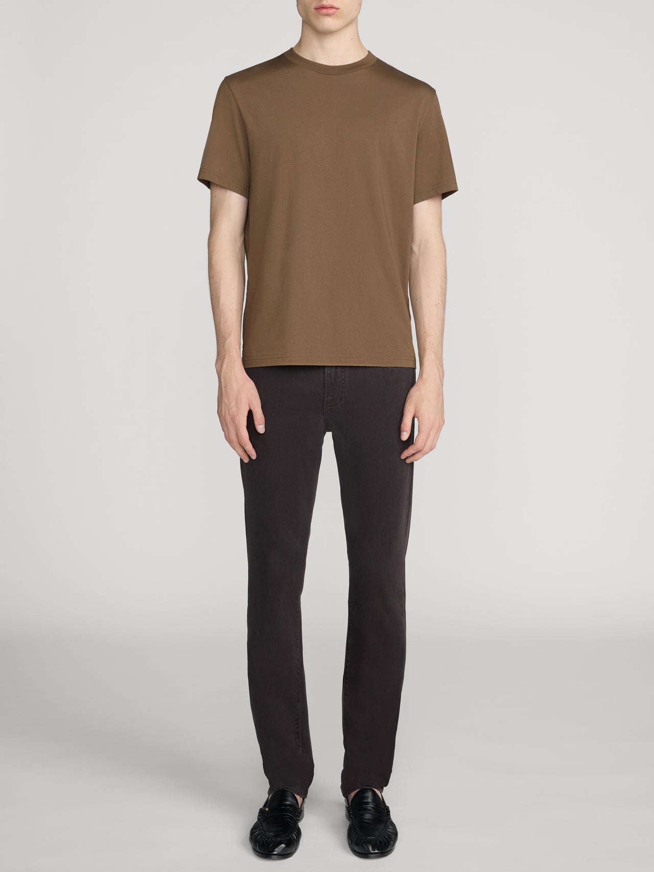 L'Homme Slim Brushed Twill -- Deep Brown