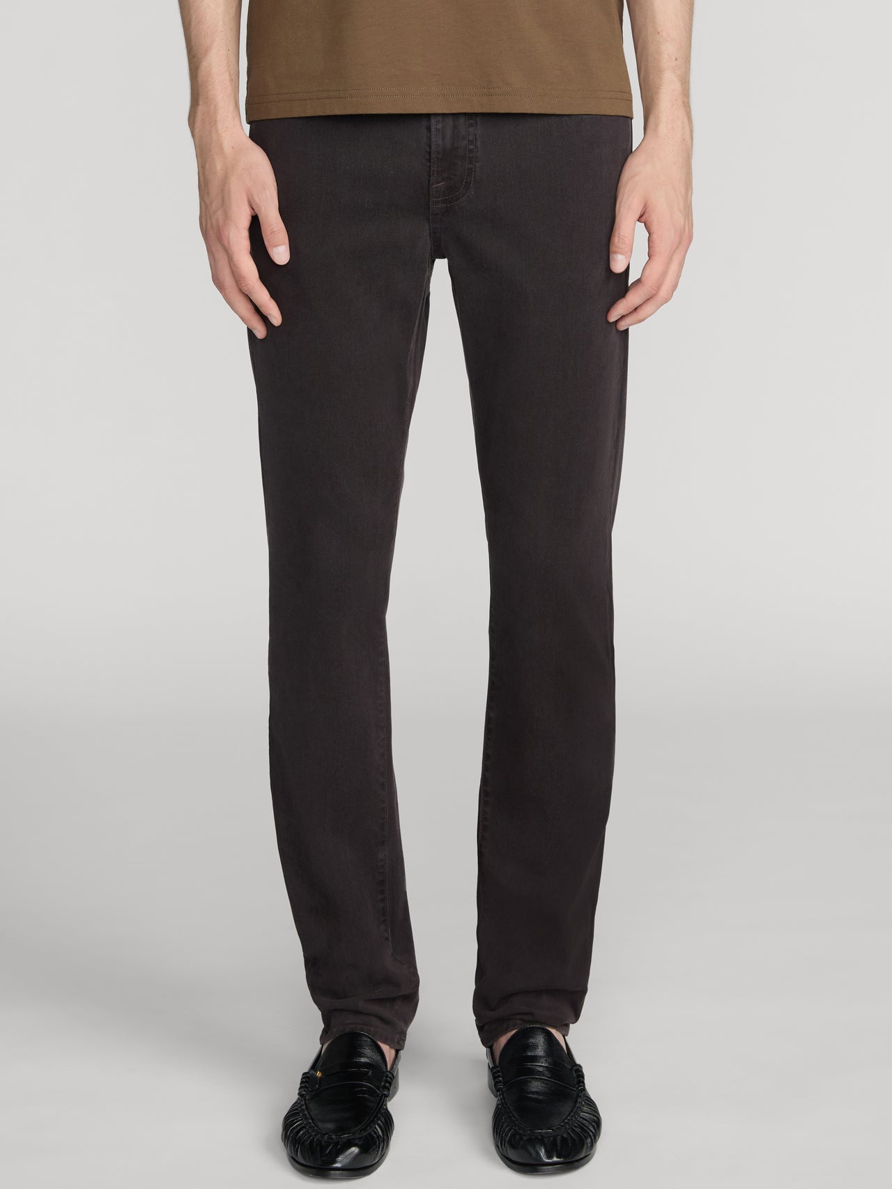L'Homme Slim Brushed Twill -- Deep Brown