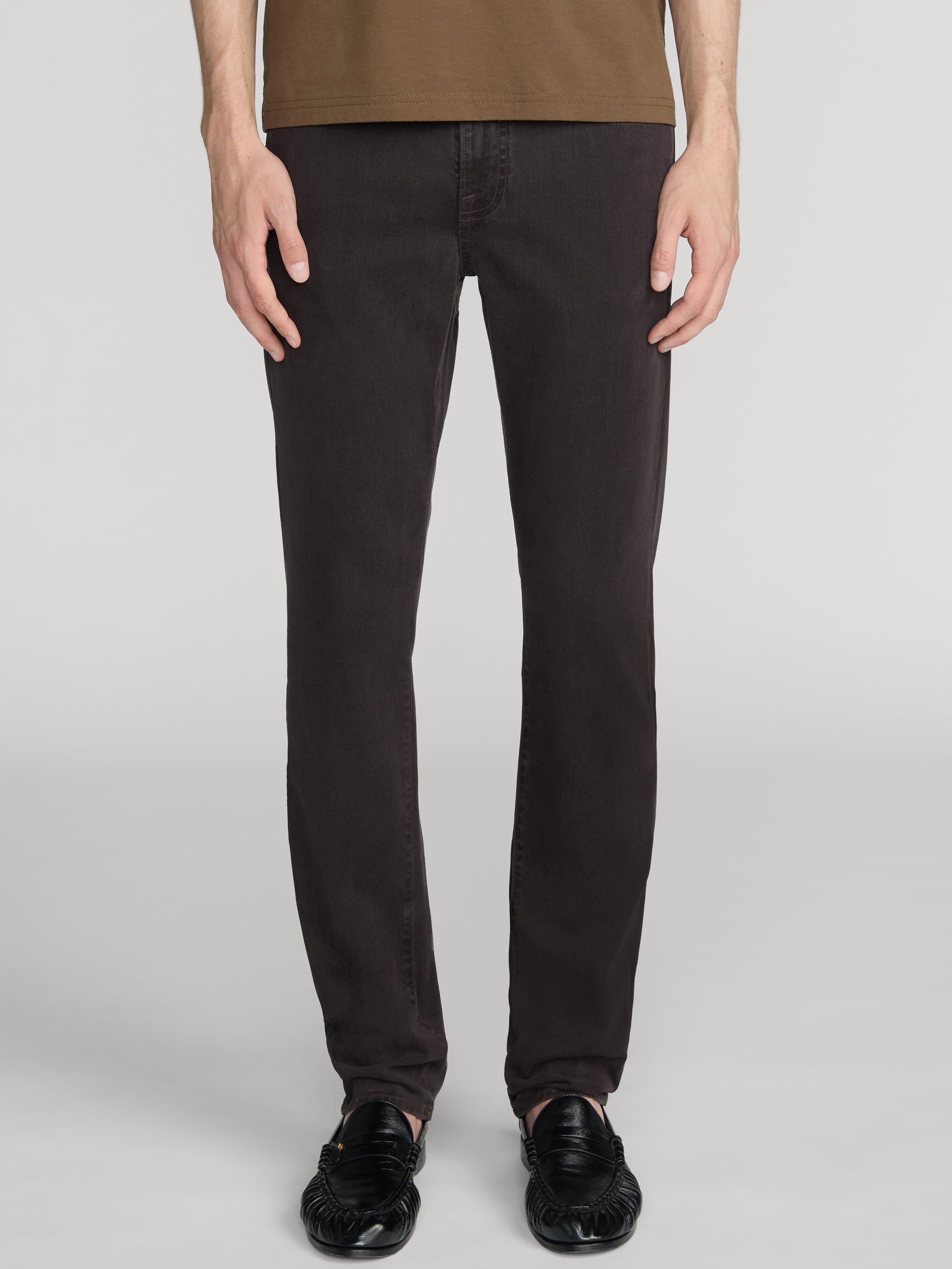 L'Homme Slim Brushed Twill -- Deep Brown