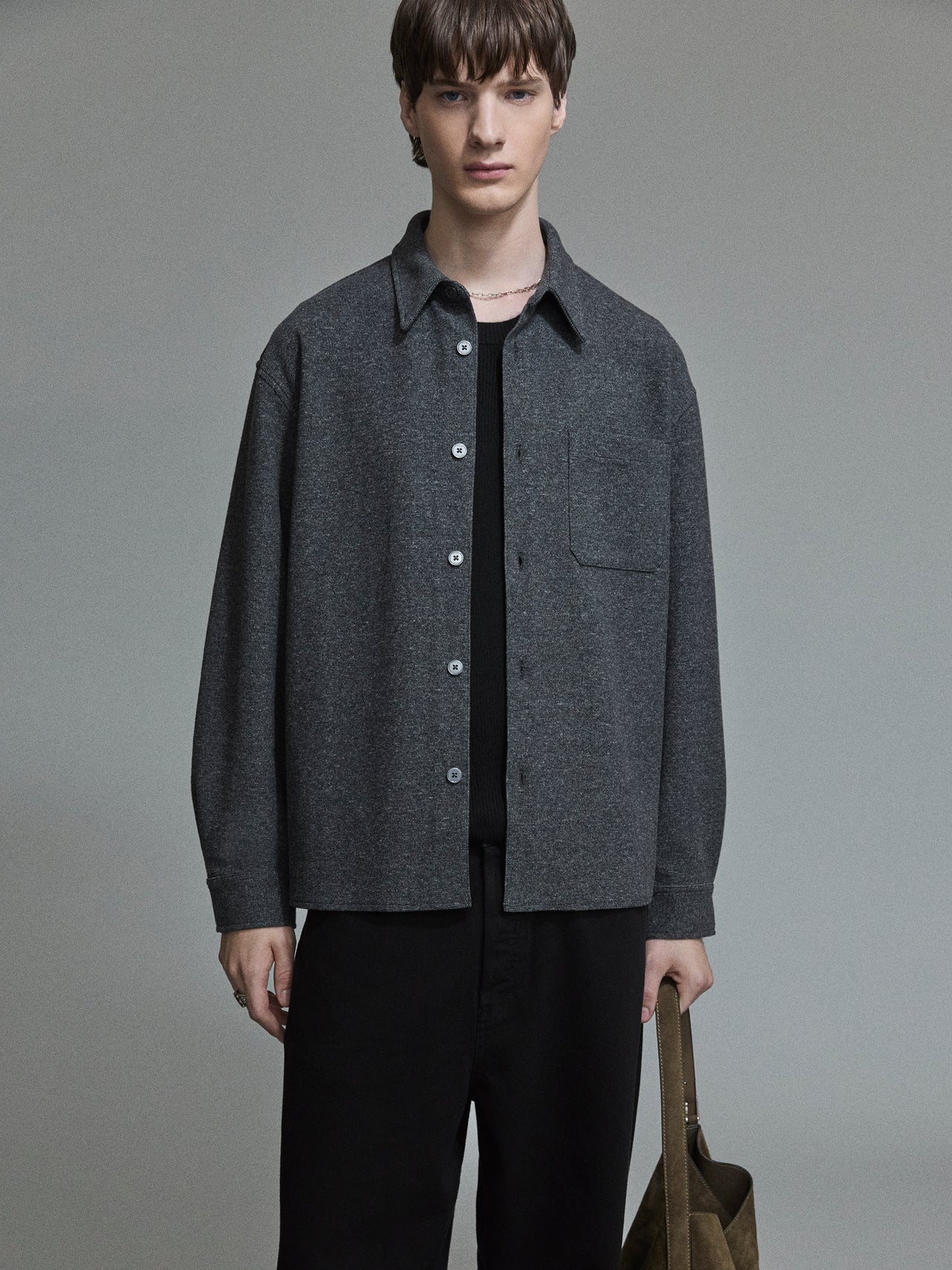 Double Face Wool Trucker -- Grey