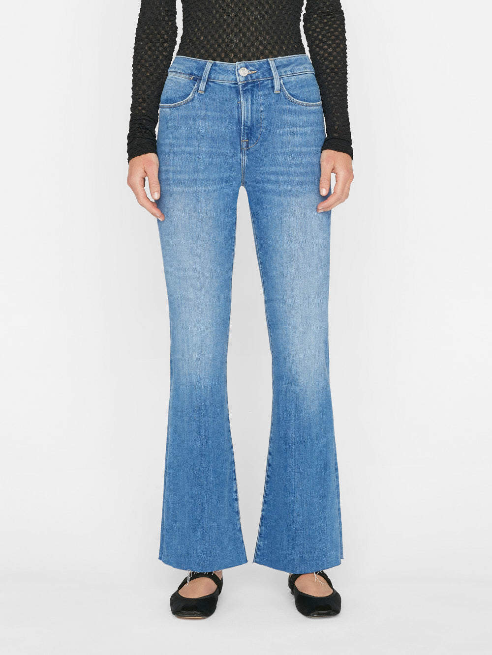 White 'Le Easy Flare' Jeans by FRAME on Sale