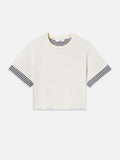 The Stripe Cuff Top -- Cream Multi