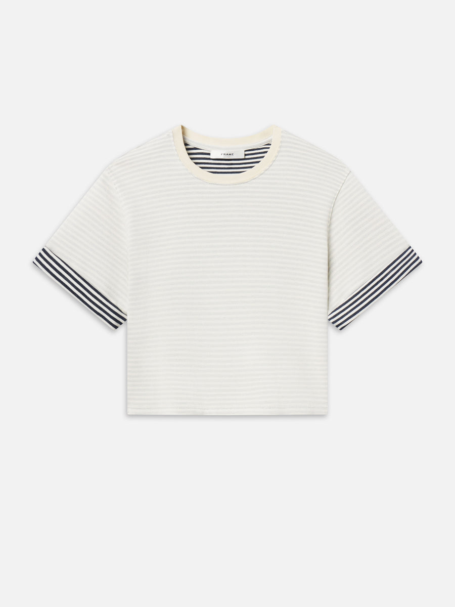 The Stripe Cuff Top -- Cream Multi