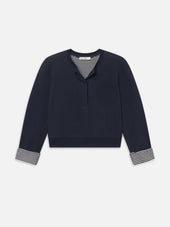 The Stripe Cuff Sweatshirt -- Navy Multi