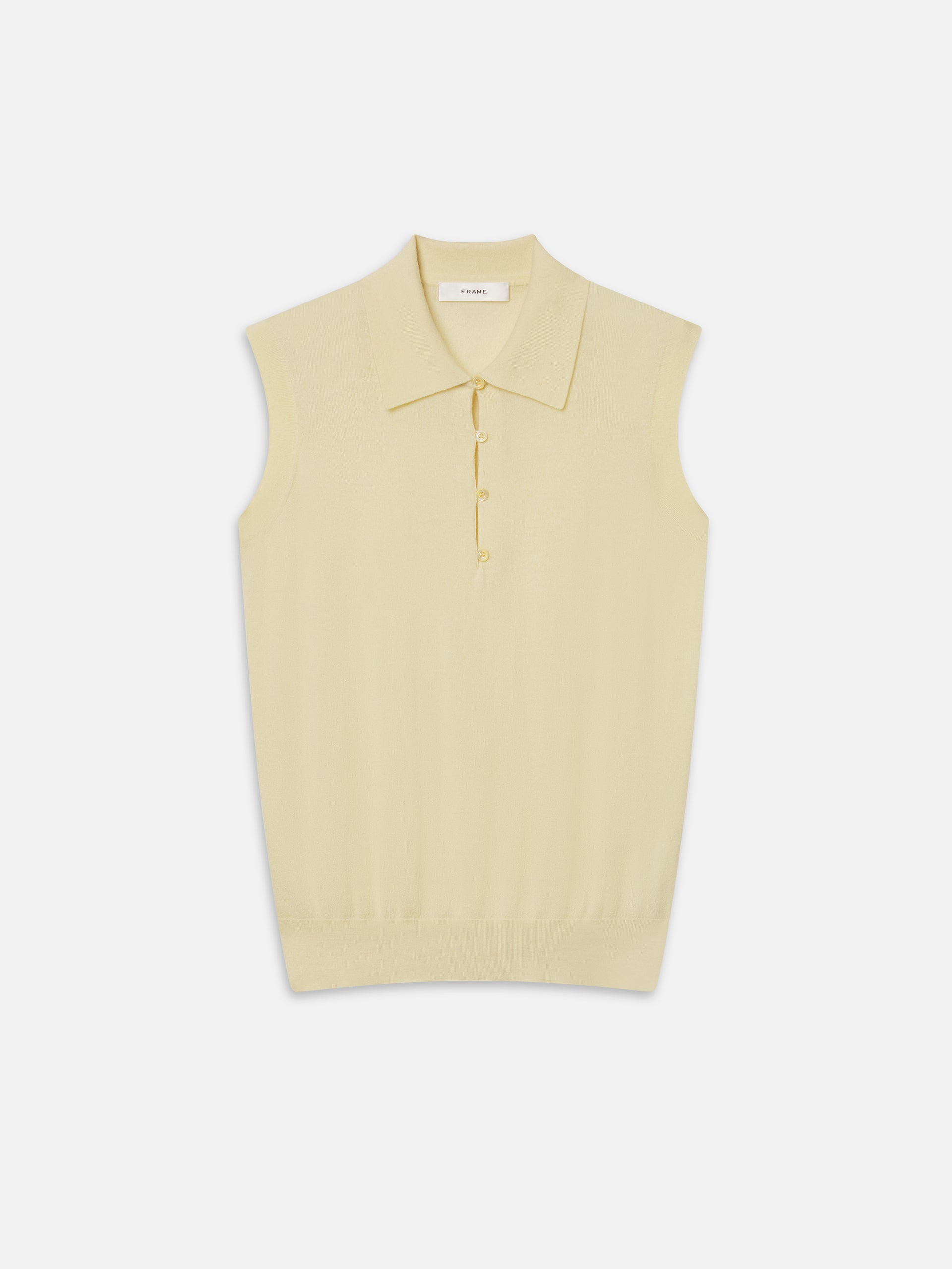 The Cashmere Sleeveless Polo -- Lemon
