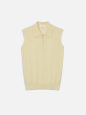 The Cashmere Sleeveless Polo -- Lemon