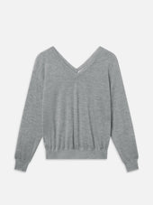 The Cashmere V Neck Sweater -- Heather Grey