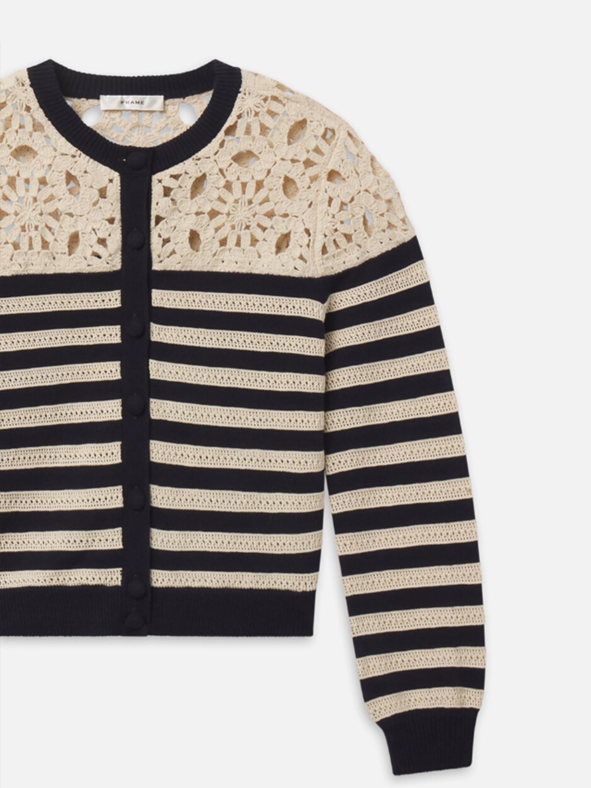 The Crochet Captain Cardigan -- Cream Multi