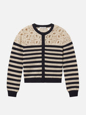 The Crochet Captain Cardigan -- Cream Multi