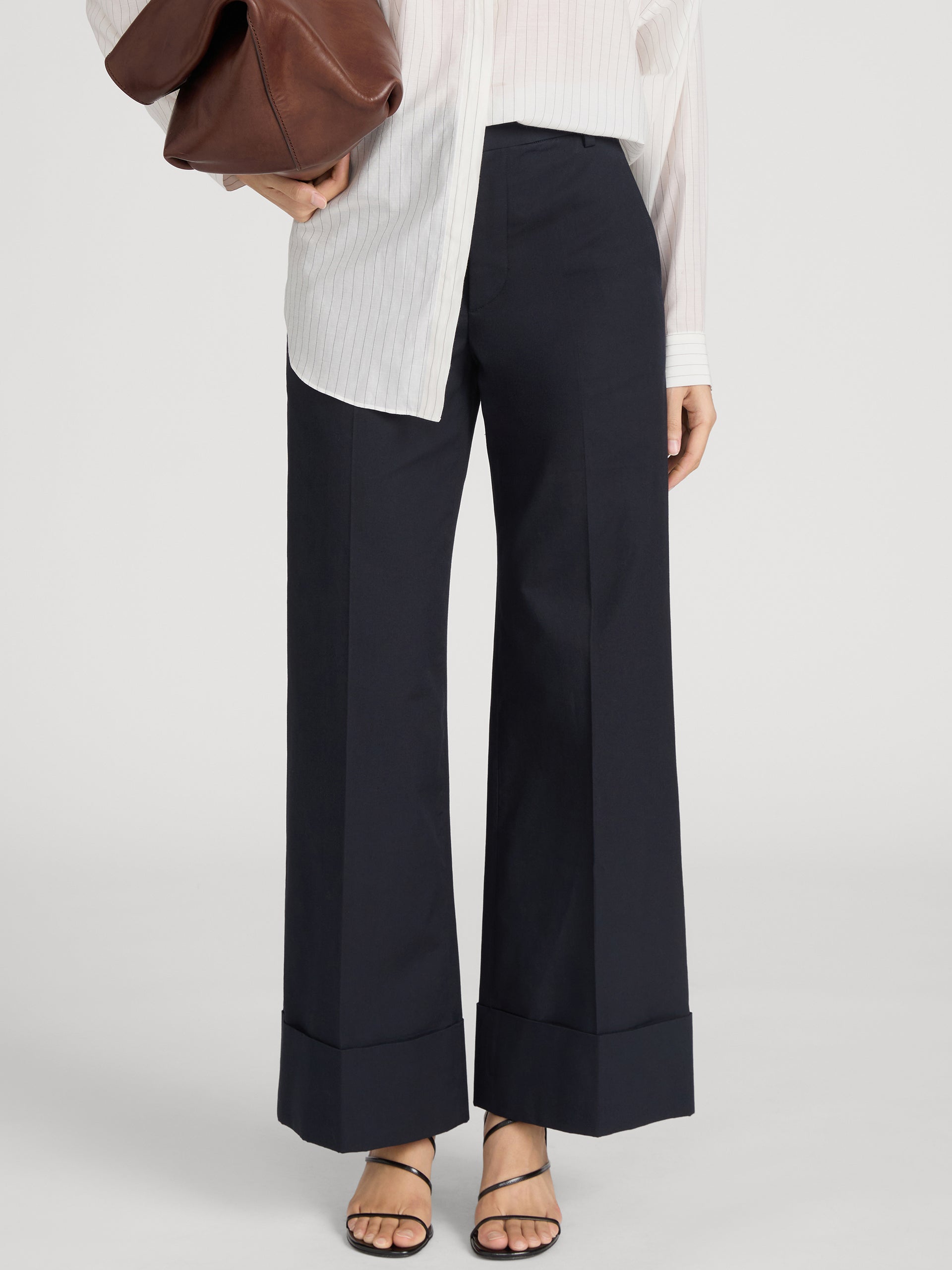 The Cuffed Slim Palazzo Trouser -- Navy