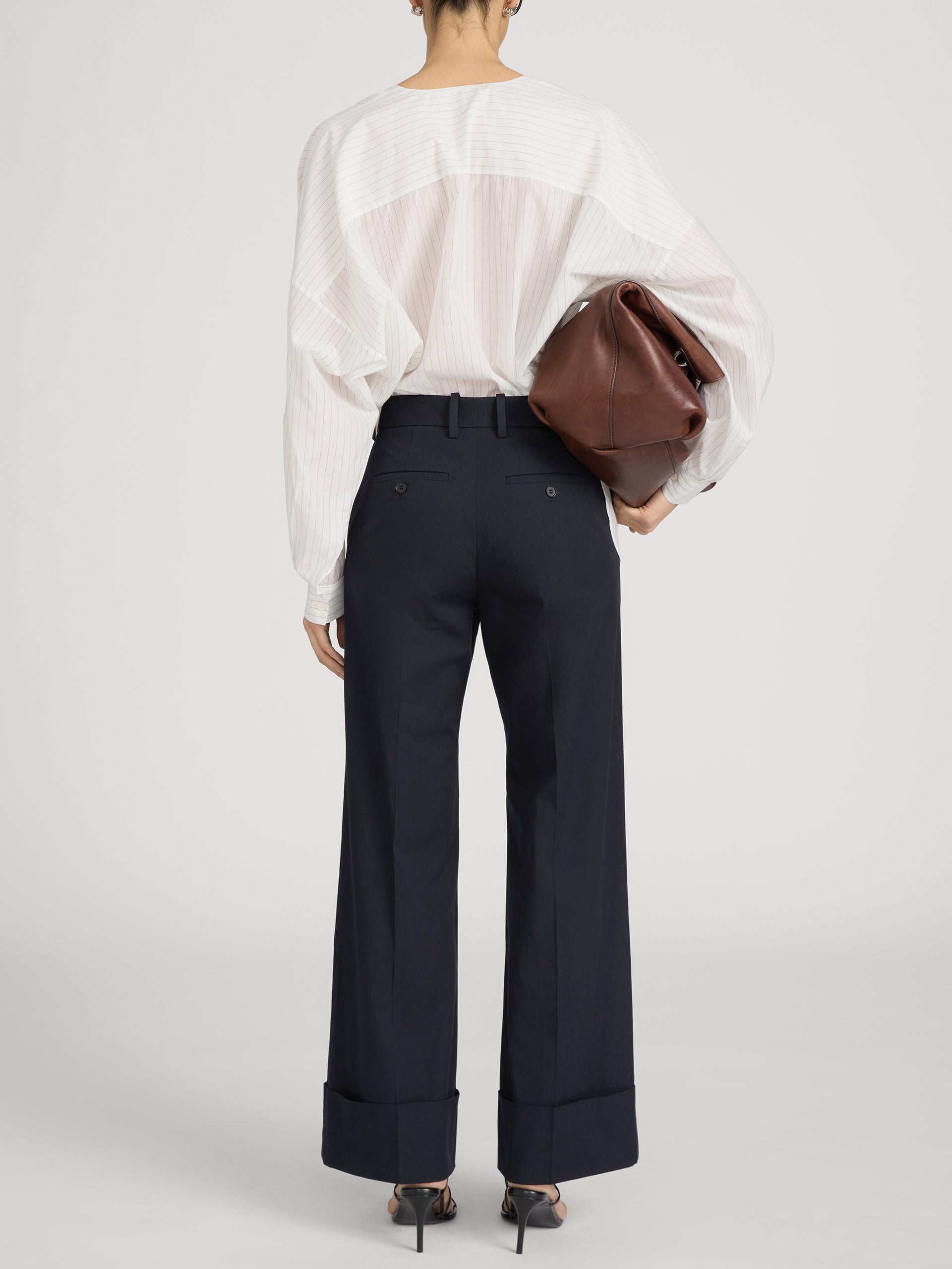 The Cuffed Slim Palazzo Trouser -- Navy