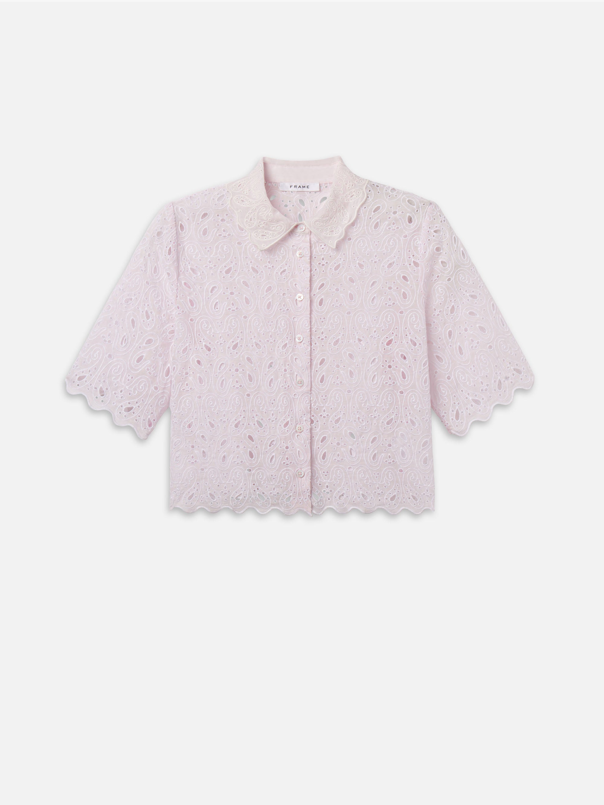 The Paisley Eyelet Shirt -- Bubble Gum