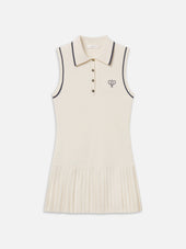 The Tennis Pleated Mini Dress -- Cream Multi
