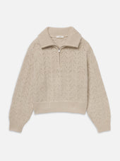The Airy Lurex Quarter Zip -- Biscuit