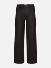 Leather Slim Palazzo Modernist Pocket -- Black