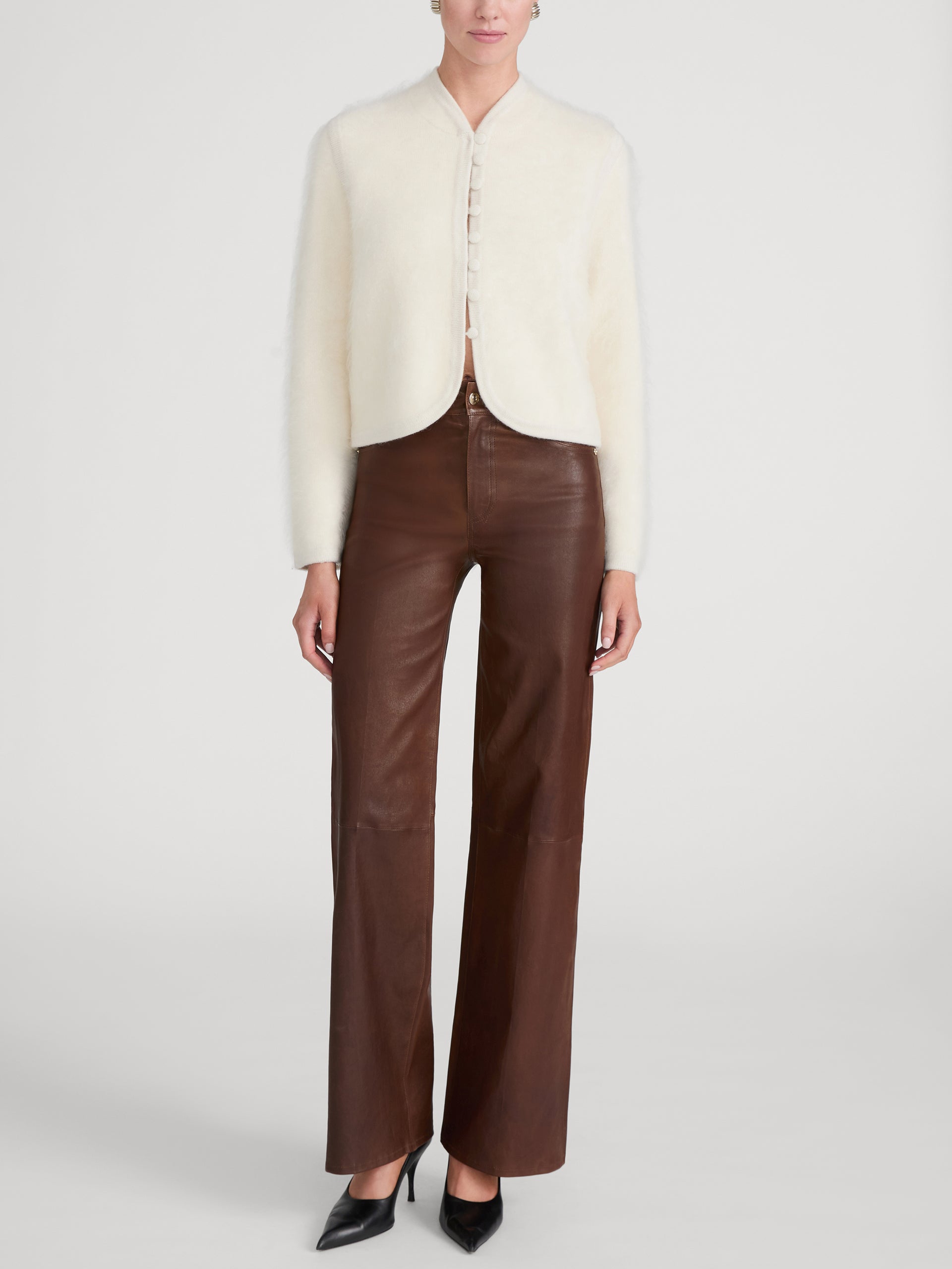 THE LEATHER SLIM PALAZZO CEDAR