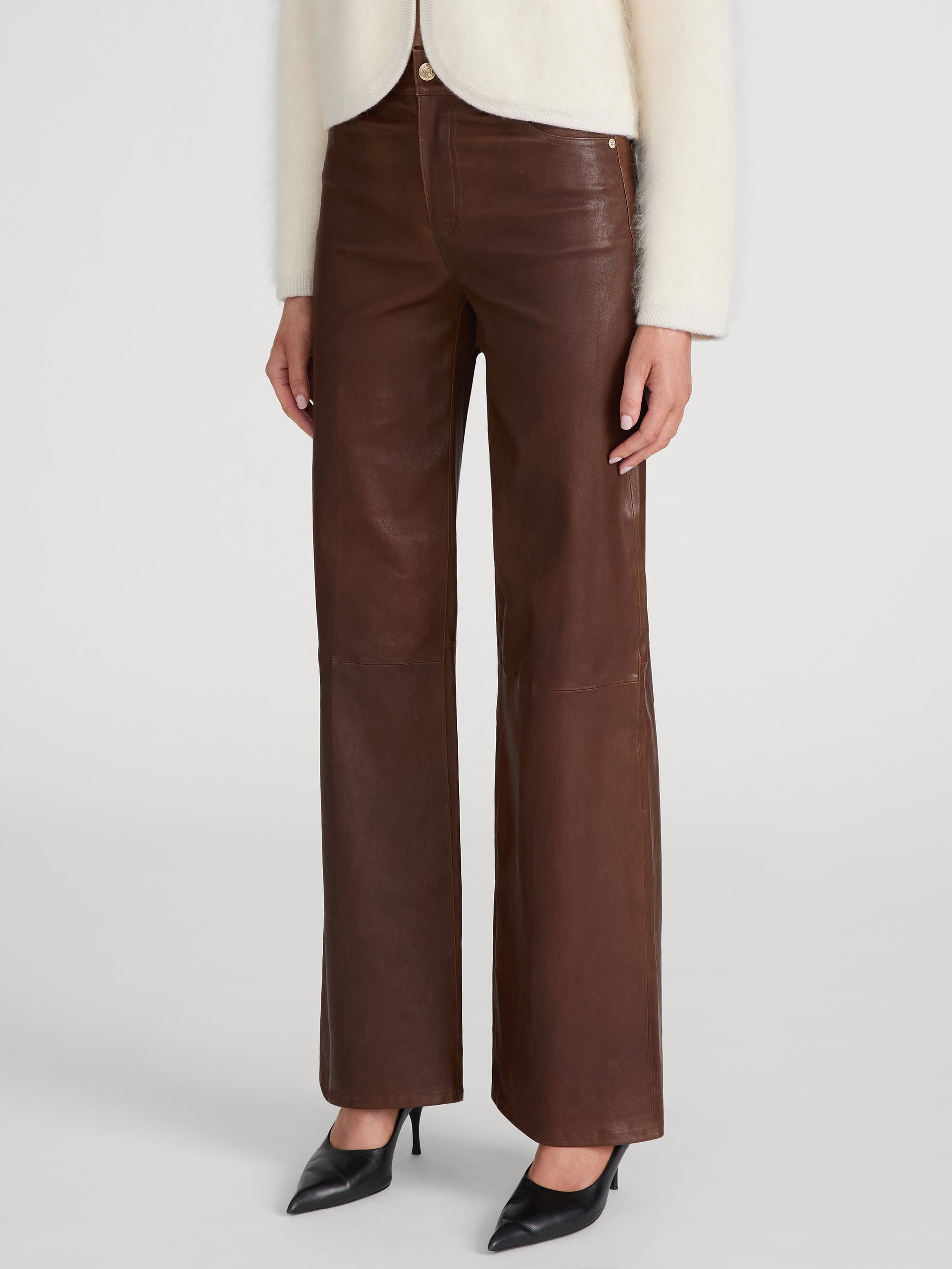 THE LEATHER SLIM PALAZZO CEDAR