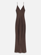 The Textured Satin Dress -- Chestnut