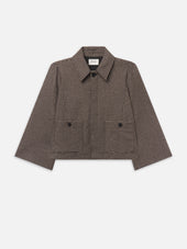 The Wool Mini Swing Jacket -- Black Houndstooth