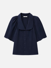 The Short Sleeve Silk Gala Shirt -- Navy