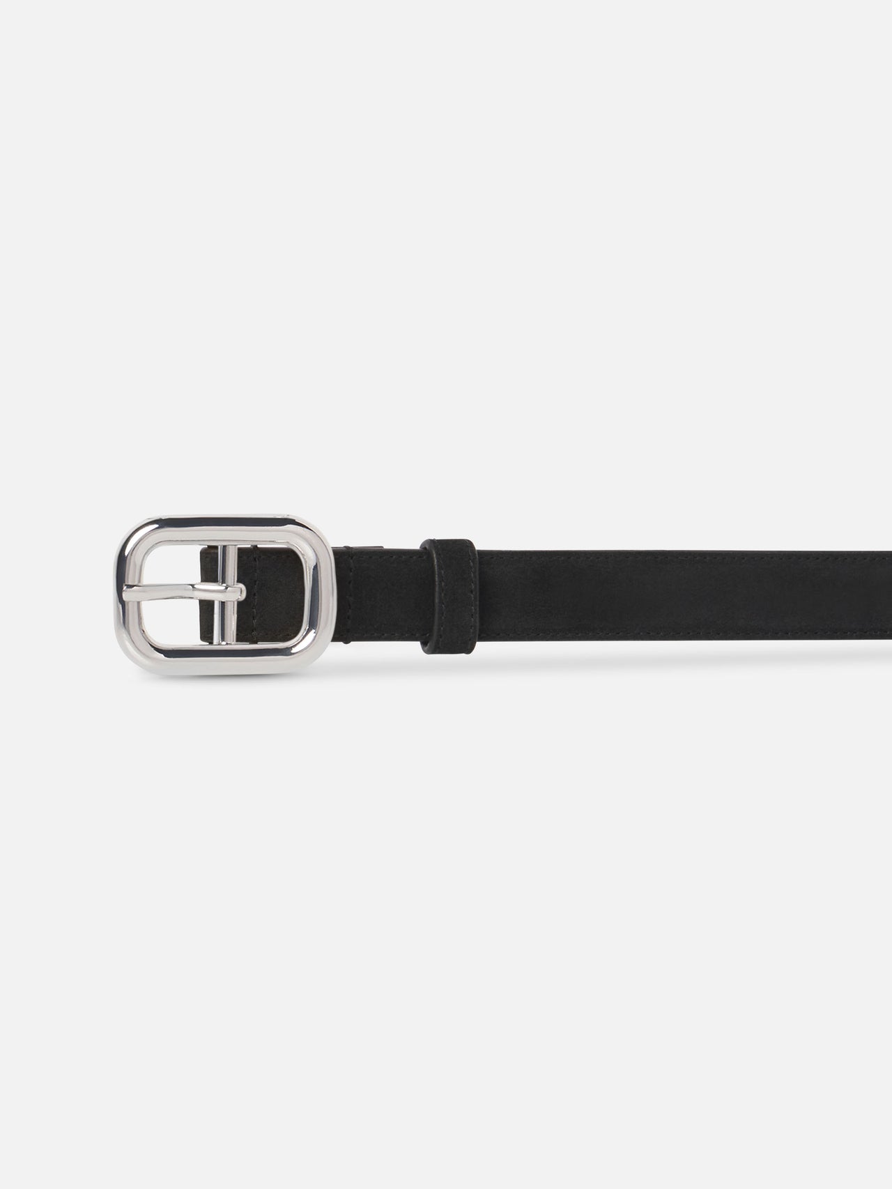 The Suede Rounded Buckle Belt -- Black