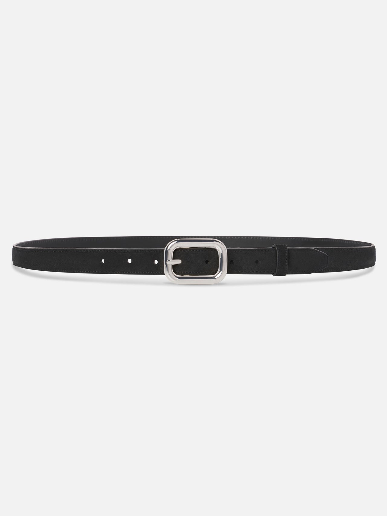 The Suede Rounded Buckle Belt -- Black