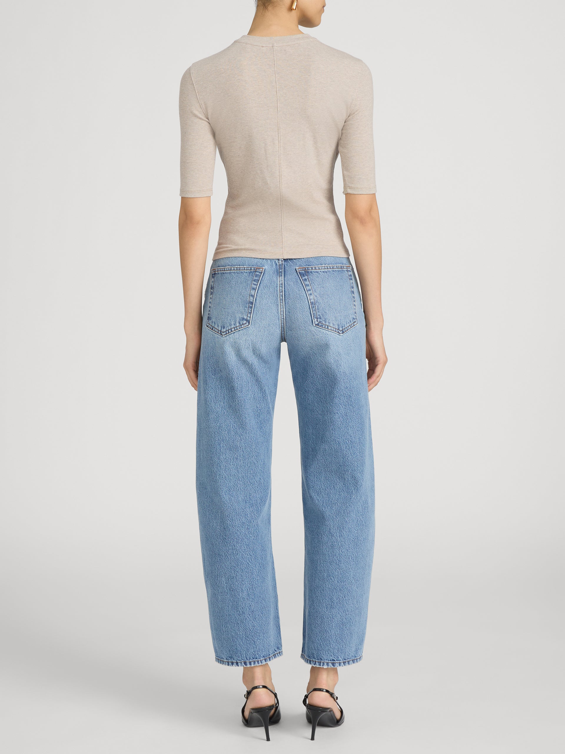 The Heather Rib Crew Tee -- Tabby Heather
