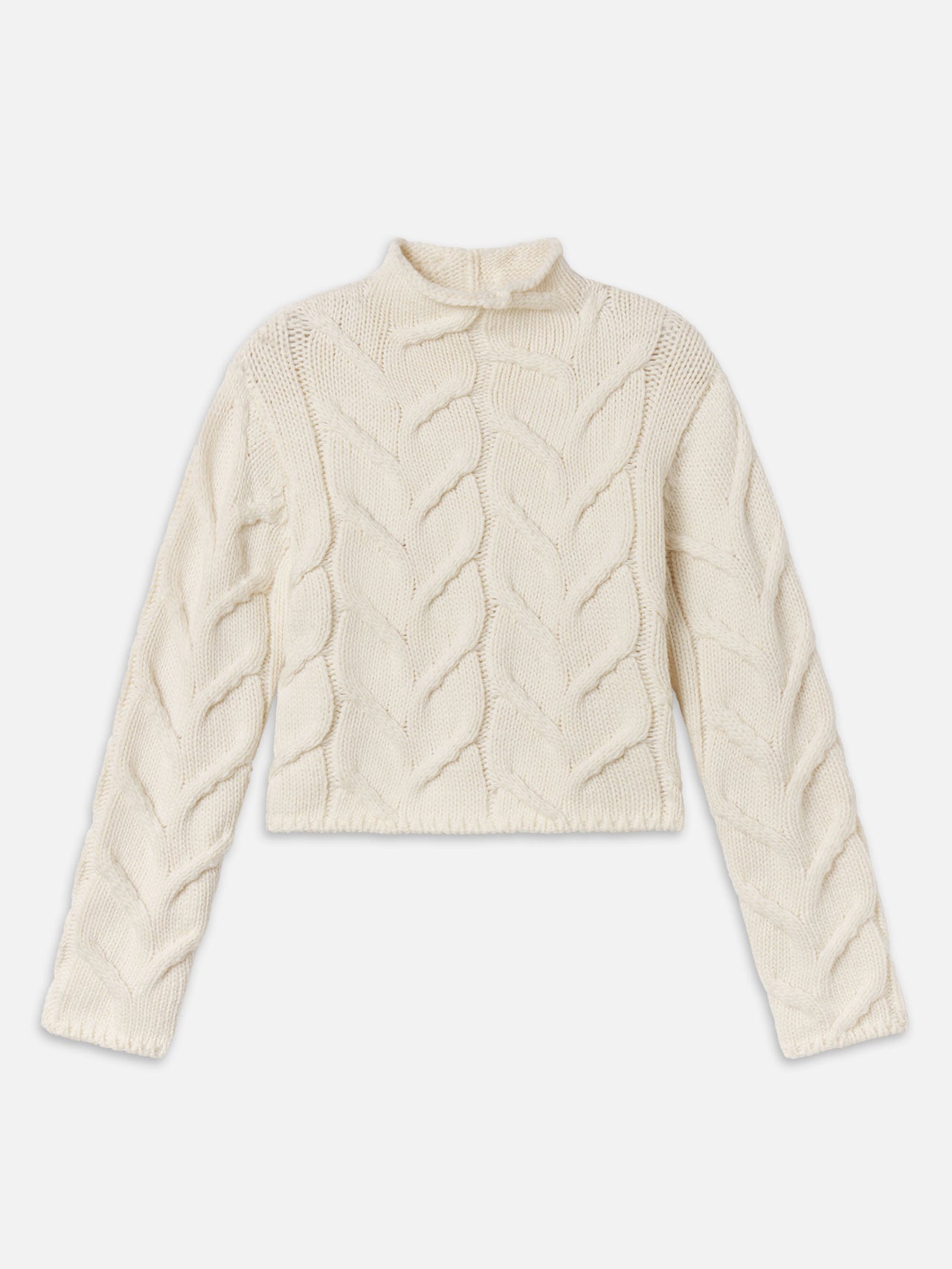 The Cable Funnel Sweater -- Cream