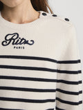 Ritz Stripe Sweater Detail On Model