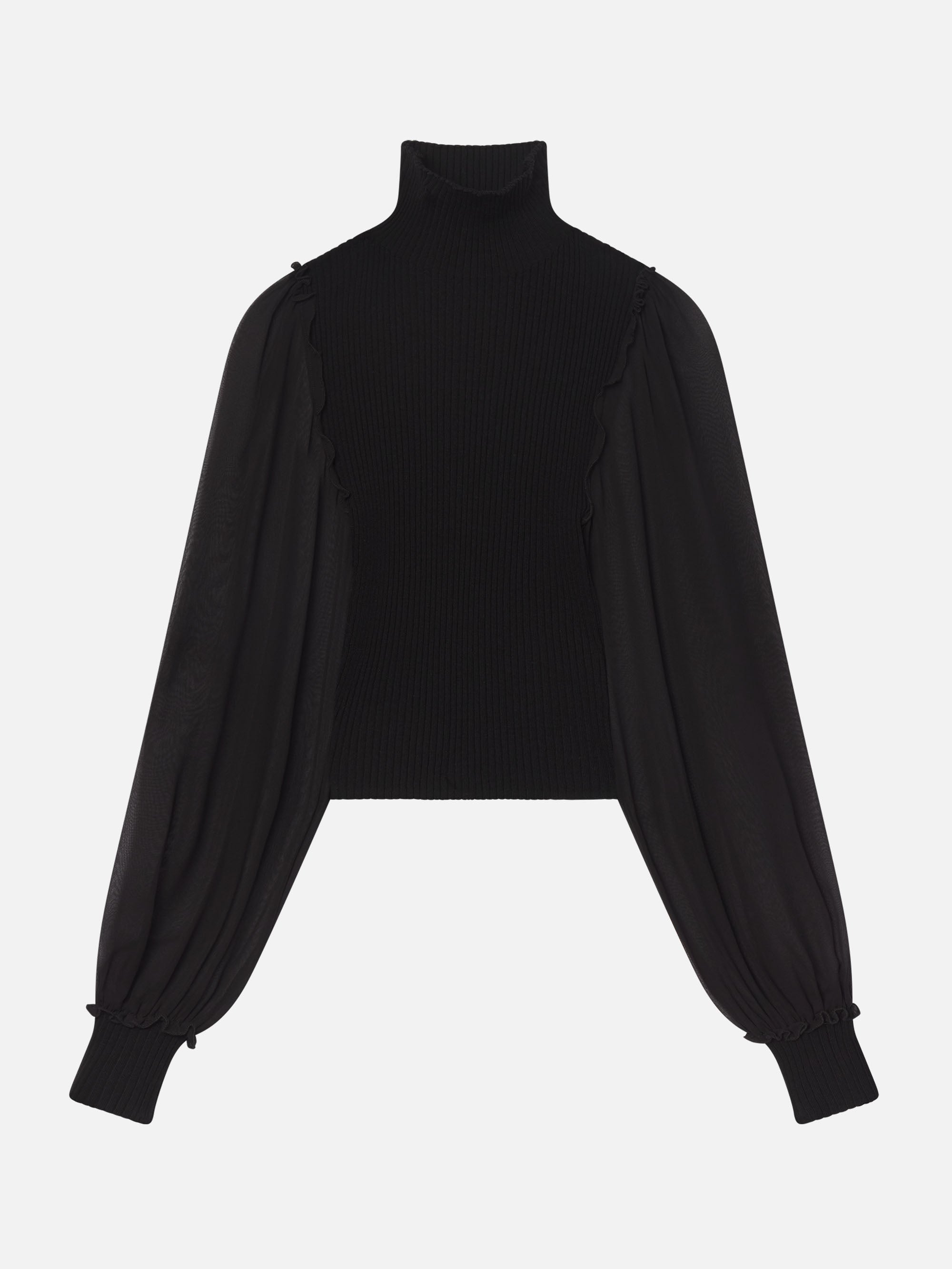 THE SHEER SLEEVE TOP BLACK