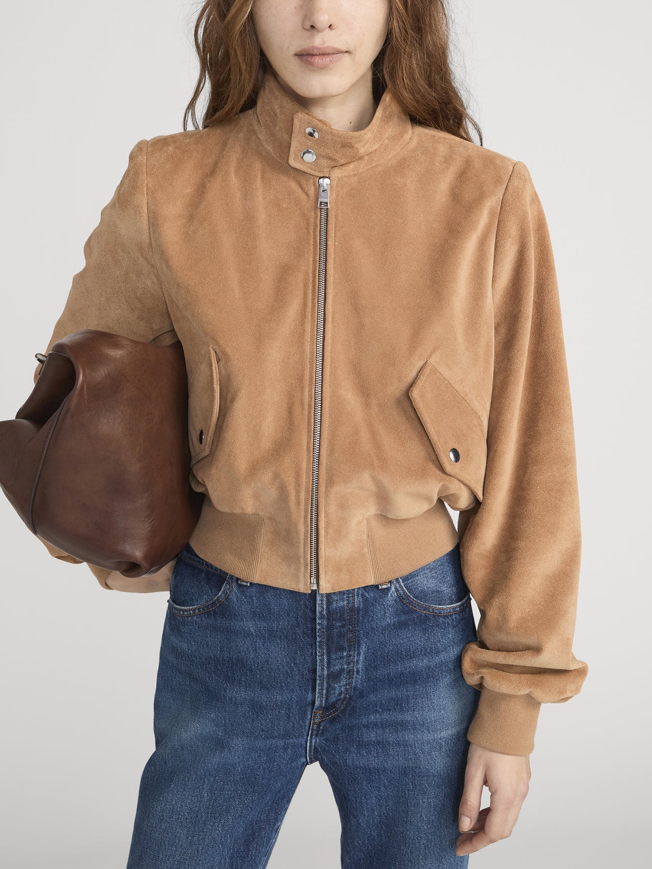 The Suede Harrington Jacket -- Light Camel