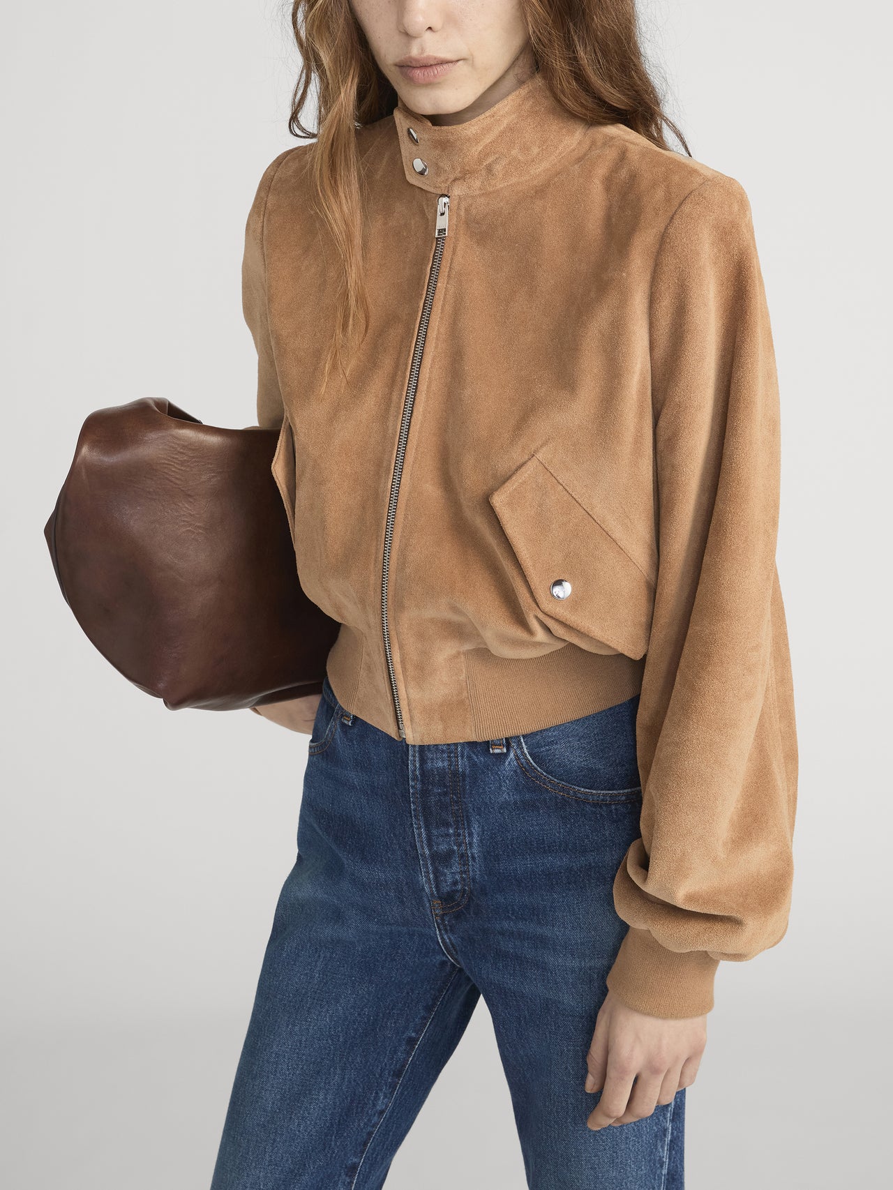 The Suede Harrington Jacket -- Light Camel