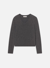 The Everyday Cashmere V Neck -- Heather Grey